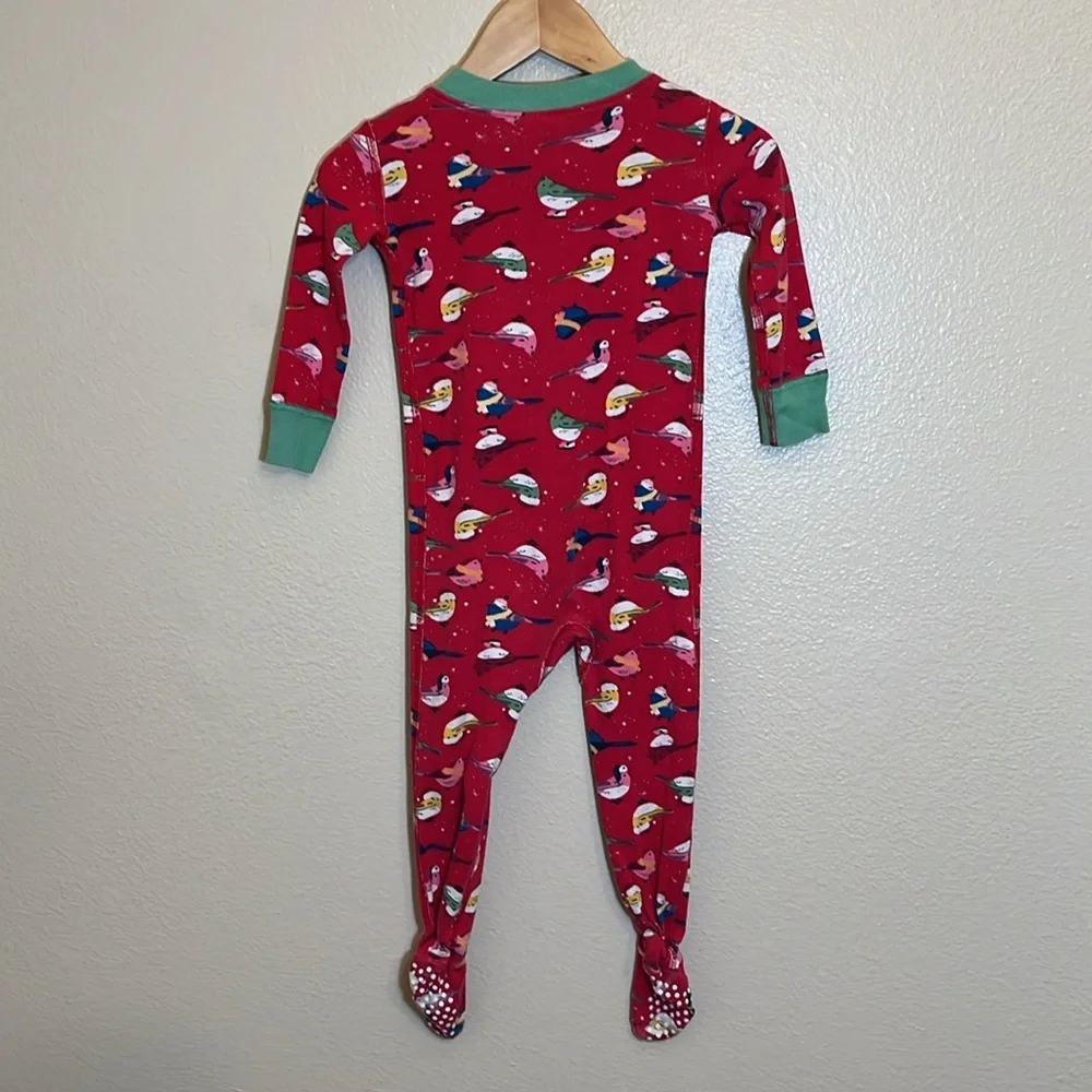 Hanna Andersson Red Bird Holiday Organic Cotton Footed Pajamas